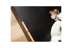 Lowboard Wohnling Spånskiva Svart Folierad med 2 Dörrar Modern Ek med Metallben