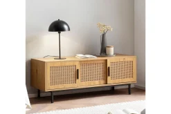 Lowboard Wohnling spånskiva folierad med 2 skjutdörrar, wienflät, modern stil Ek