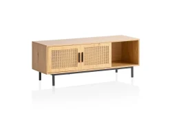 Lowboard Wohnling spånskiva folierad med 2 skjutdörrar, wienflät, modern stil Ek