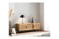 Lowboard Wohnling spånskiva folierad med 2 skjutdörrar, wienflät, modern stil Ek