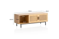 Lowboard Wohnling spånskiva folierad med 2 skjutdörrar, wienflät, modern stil Ek