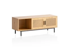 Lowboard Wohnling spånskiva folierad med 2 skjutdörrar, wienflät, modern stil Ek