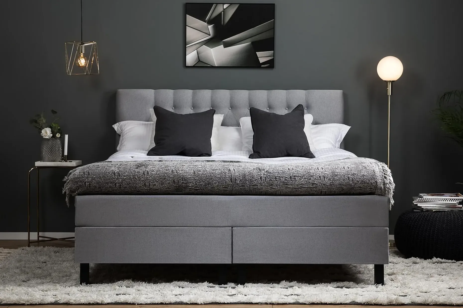 Lucky Komplett Sängpaket 160x200 Polyeter Diamant Sänggavel