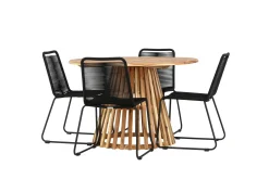 Lumpur Matgrupp Utomhus Rund 120 cm + 4 st Linero Matstolar Svart