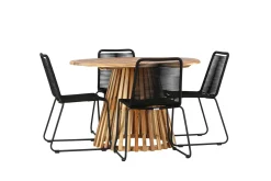 Lumpur Matgrupp Utomhus Rund 120 cm + 4 st Linero Matstolar Svart