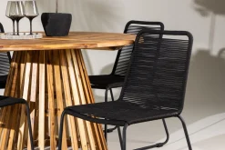 Lumpur Matgrupp Utomhus Rund 120 cm + 4 st Linero Matstolar Svart