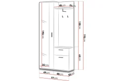 Lux Garderob 97x30x195 cm LED-belysning