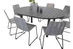Marbella Matgrupp Utomhus 140 cm Rund med 8 Lindos Utestolar