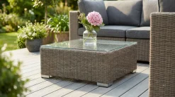 Marcus Loungebord och Soffbord Utomhus 70 cm Konstrotting Glas