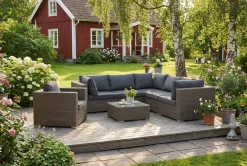 Marcus Loungegrupp Utomhus - 5-sits Loungeset i Konstrotting för Uteplats och Trädgård