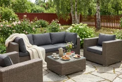 Marcus Loungegrupp utomhus - Soffgrupp till trädgård 5-sits - Loungeset konstrotting utemöbler