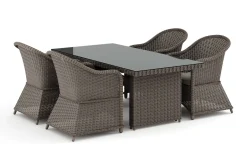 Marcus utomhus matgrupp 160x90 cm med 4 Marcus Light utefåtöljer
