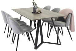 Marina Matgrupp 180 cm Rektangulärt med 6 Velvet Sammet Matstolar