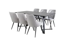 Marina Matgrupp 180 cm Rektangulär med 6 Velvet Deluxe stolar