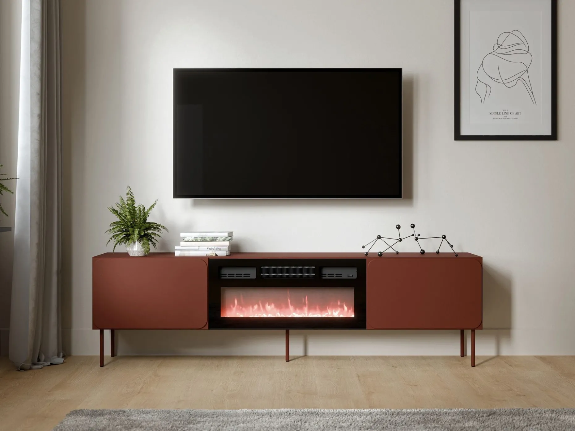 Marros Tv-bänk 200 cm med Elkamin