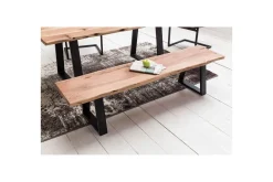 Matbänk Wohnling Köksbänk i massivt trä med trädets kant med metallben, lantlig stil Utan ryggstöd, 160 cm