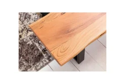 Matbänk Wohnling Köksbänk i massivt trä med trädets kant med metallben, lantlig stil Utan ryggstöd, 160 cm