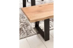 Matbänk Wohnling Köksbänk i massivt trä med trädets kant med metallben, lantlig stil Utan ryggstöd, 160 cm