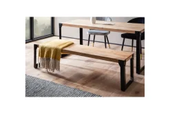 Matbänk Wohnling massivt trä industriell stil med metallben 140 cm