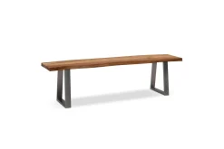 Matbänk Wohnling Massivt trä med metallben träd kant lantligt Silver, Rak, 140 cm