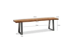 Matbänk Wohnling Massivt trä med metallben träd kant lantligt Silver, Rak, 140 cm