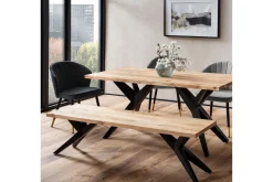 Matbänk Wohnling massivt trä i modern loftstil med metallben 120 cm