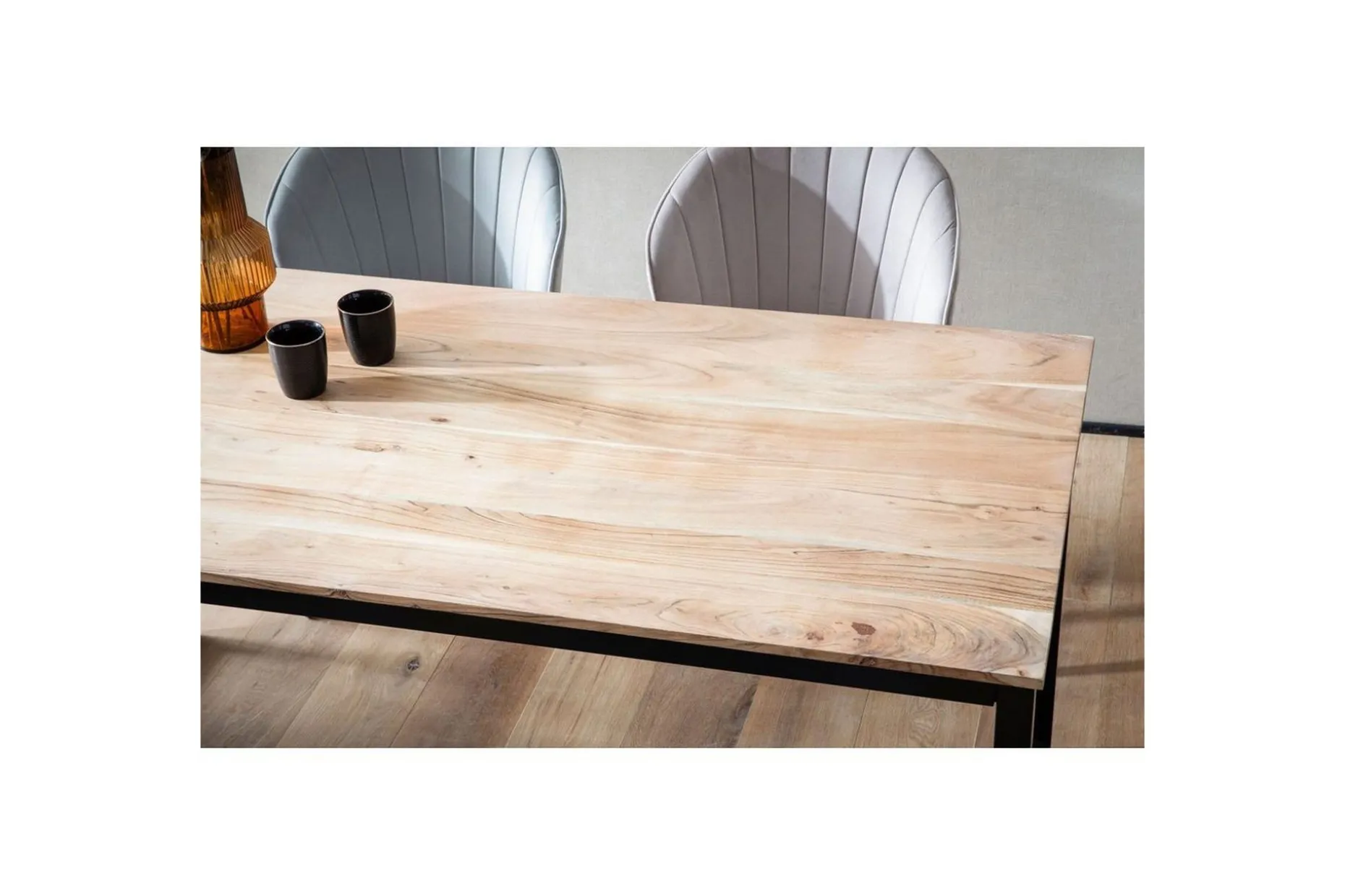 Matbord Wohnling massivt trä industriell loftstil metallbensram 160x80 cm