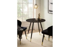 Matbord Wohnling Rund 75 cm marmorerad modern gyllene tippsben Marmor, Svart