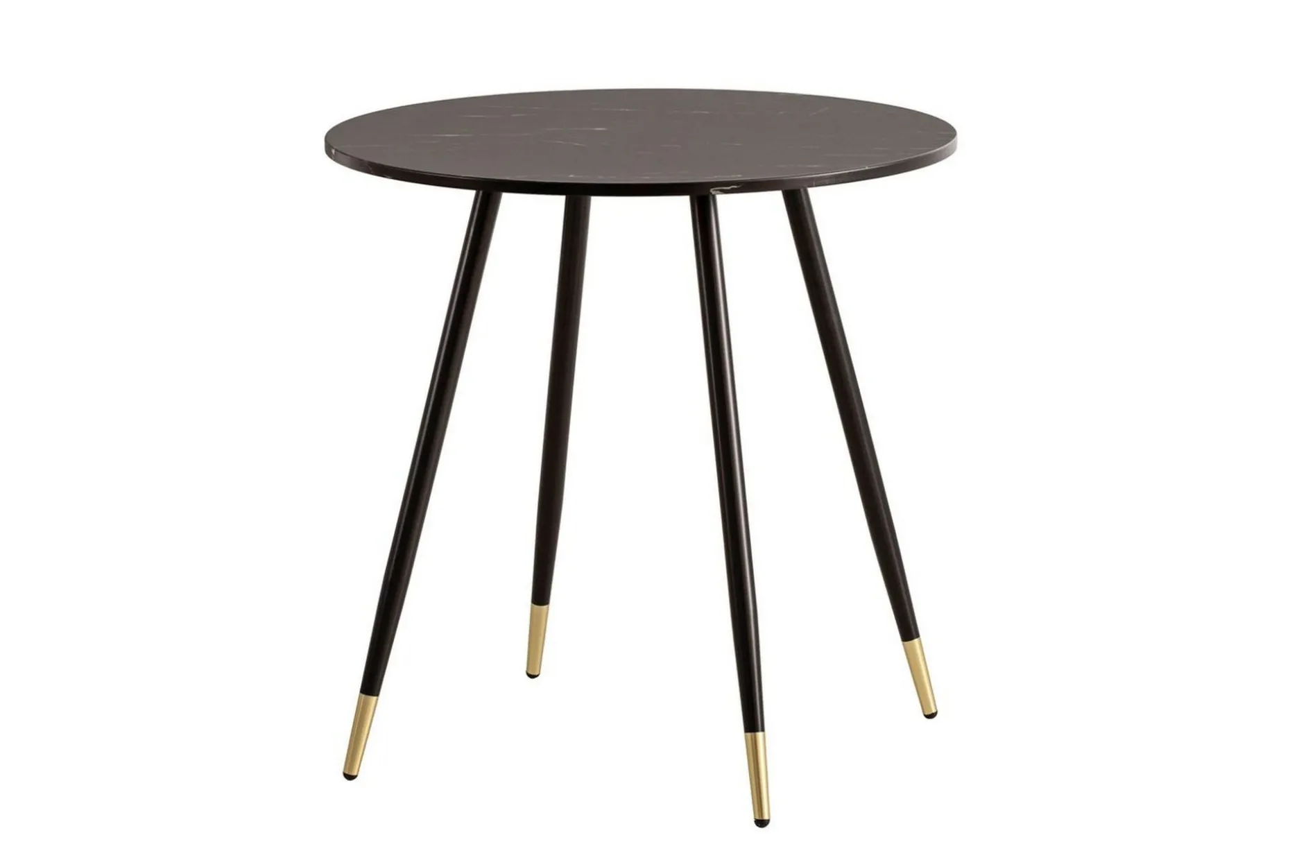 Matbord Wohnling Rund 75 cm marmorerad modern gyllene tippsben Marmor, Svart