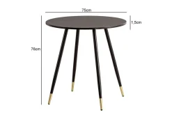 Matbord Wohnling Rund 75 cm marmorerad modern gyllene tippsben Marmor, Svart