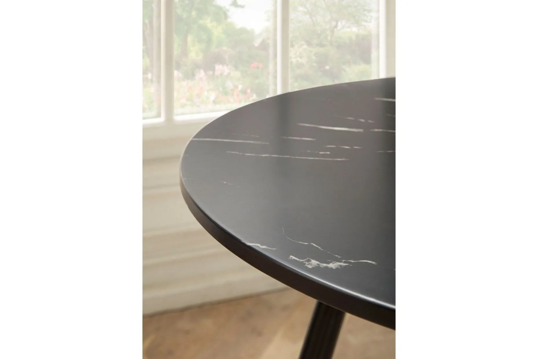 Matbord Wohnling Rund 75 cm marmorerad modern gyllene tippsben Marmor, Svart