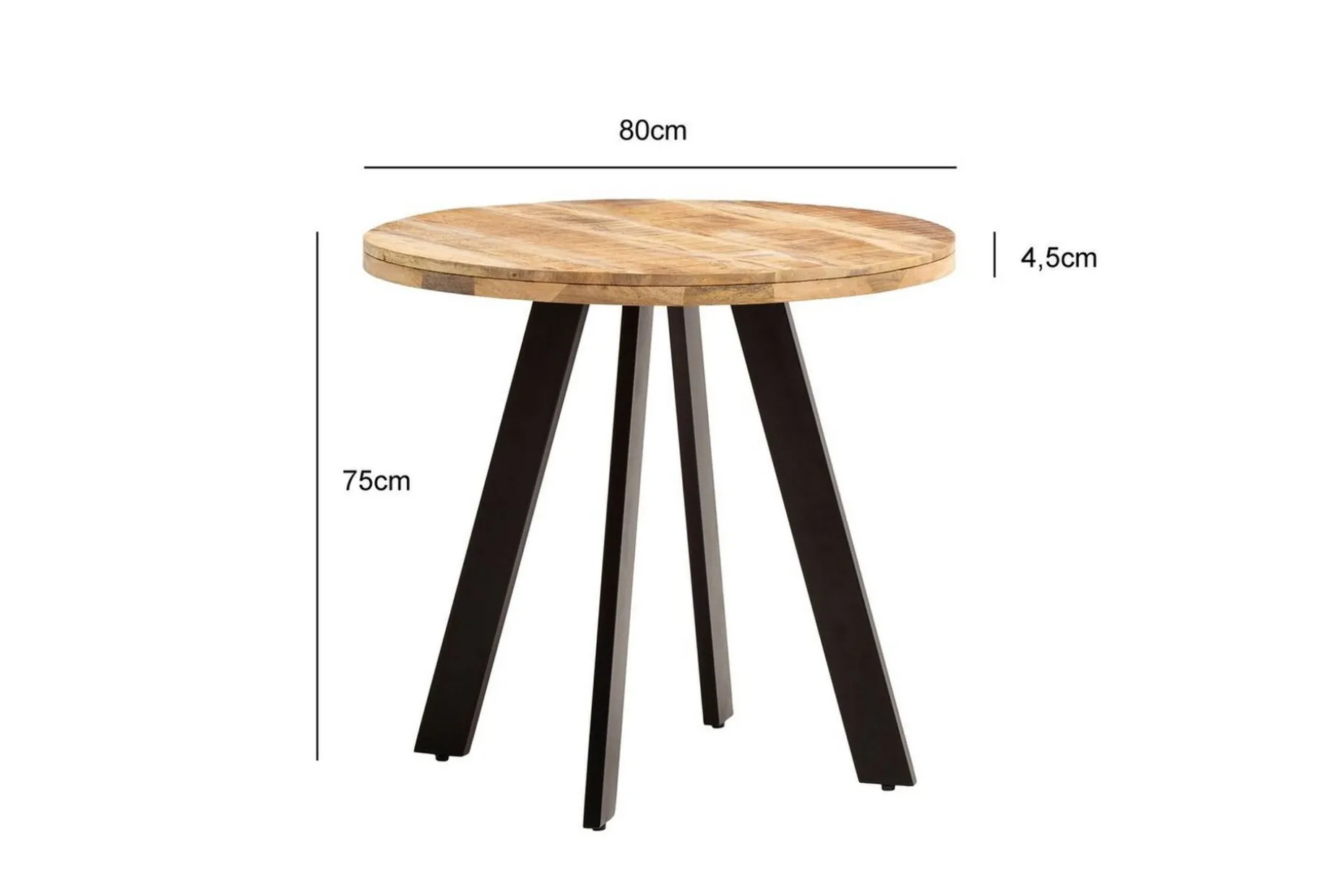 Matbord Wohnling rund massivt trä, modern lantlig stil 80 cm