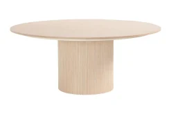 Matgrupp Bark Kopparbo Runt Matbord 180 cm Vitlaserat med 6 Reciclar Matstolar Ljus Ek|Beige