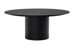 Matgrupp Bark Kopparbo Runt Stort Matbord 180 cm Svart med 4 Sawako Greige Stolar Svart|Greige