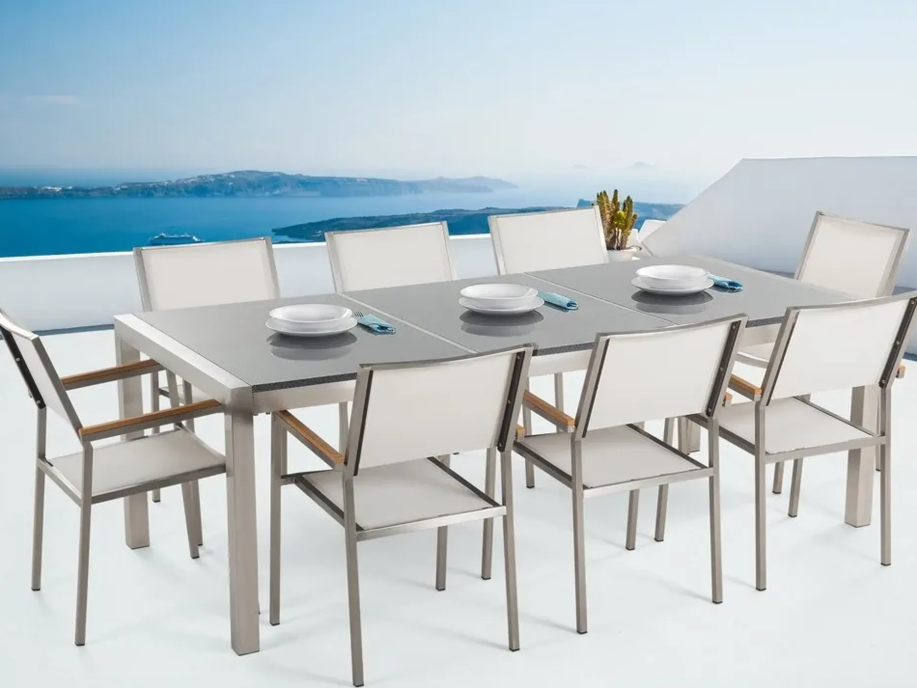 Matgrupp Utomhus Bacoli 220 cm + 8 Utestolar