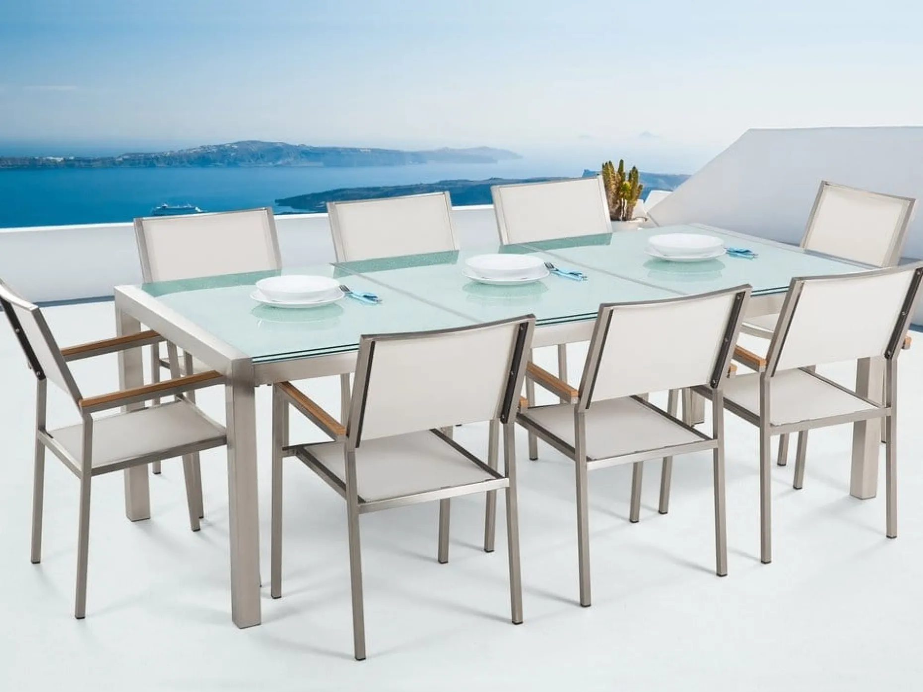 Matgrupp Utomhus Bacoli 220 cm + 8 Utestolar