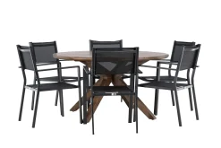 Matgrupp Utomhus Rosario 140 cm Rund med 6 Copacabana Utestolar