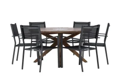 Matgrupp Utomhus Rosario 140 cm Rund med 6 Copacabana Utestolar