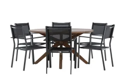 Matgrupp Utomhus Rosario 140 cm Rund med 6 Copacabana Utestolar