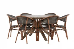 Matgrupp Utomhus Rosario 140 cm Rund med 6 Vila Real Utestolar