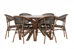 Matgrupp Utomhus Rosario 140 cm Rund med 6 Vila Real Utestolar