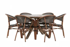 Matgrupp Utomhus Rosario 140 cm Rund med 6 Vila Real Utestolar