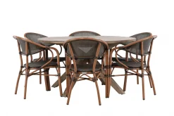Matgrupp Utomhus Rosario 140 cm Rund med 6 Vila Real Utestolar