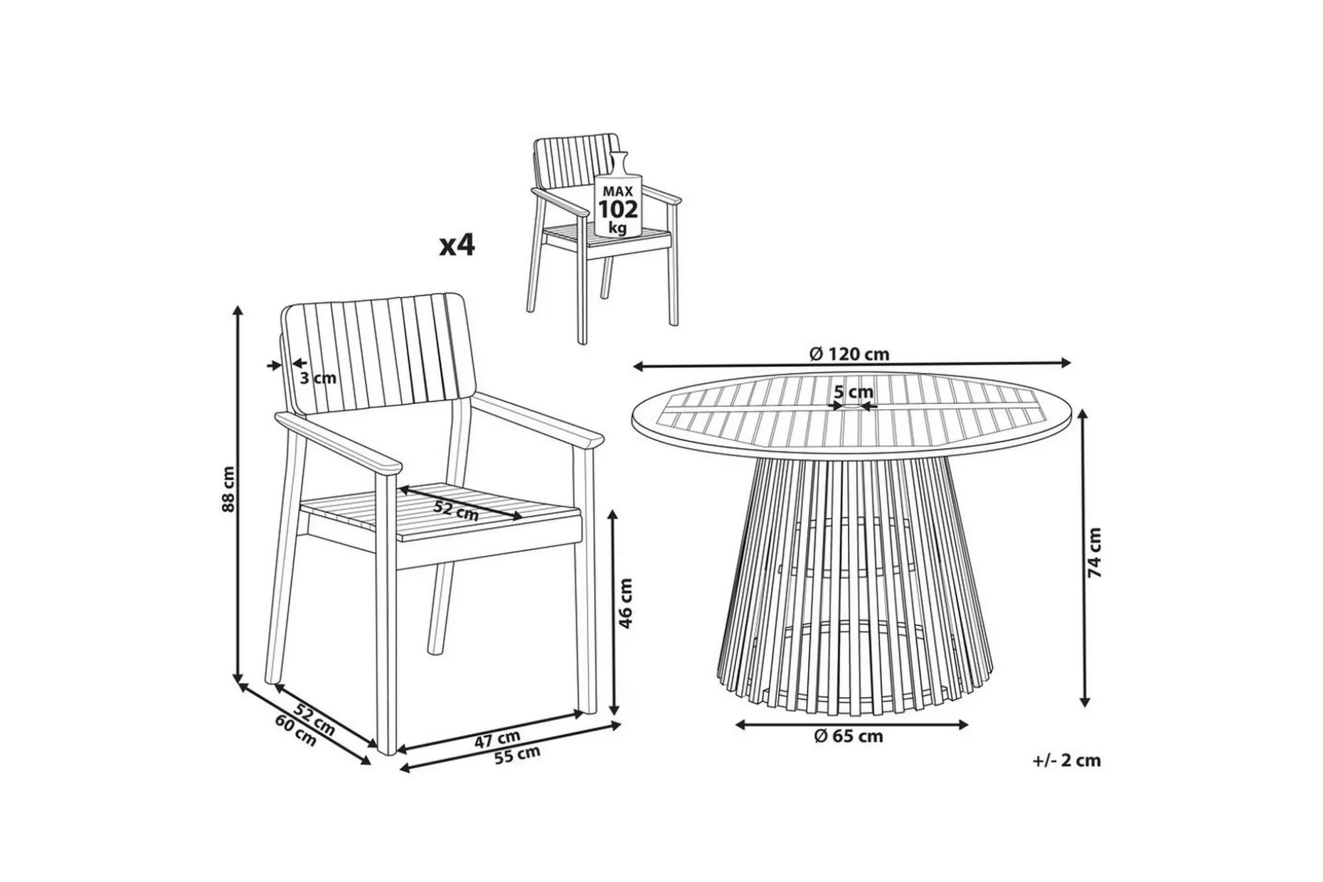 Matsalsset Agello Ljus trä, 4-Sits, Nej