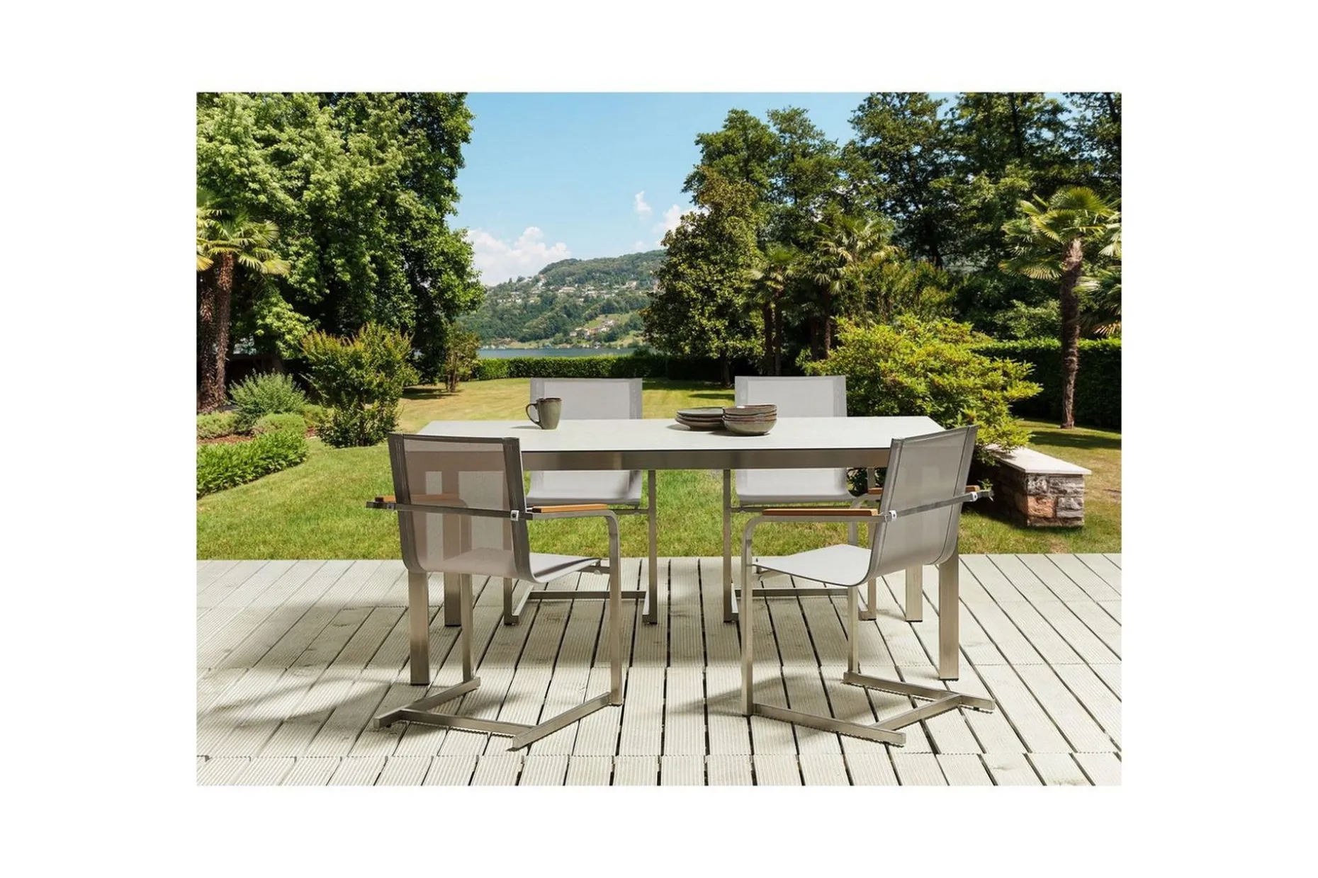 Matsalsset Cosoleto Vit/Beige/Silver, 4-Sits