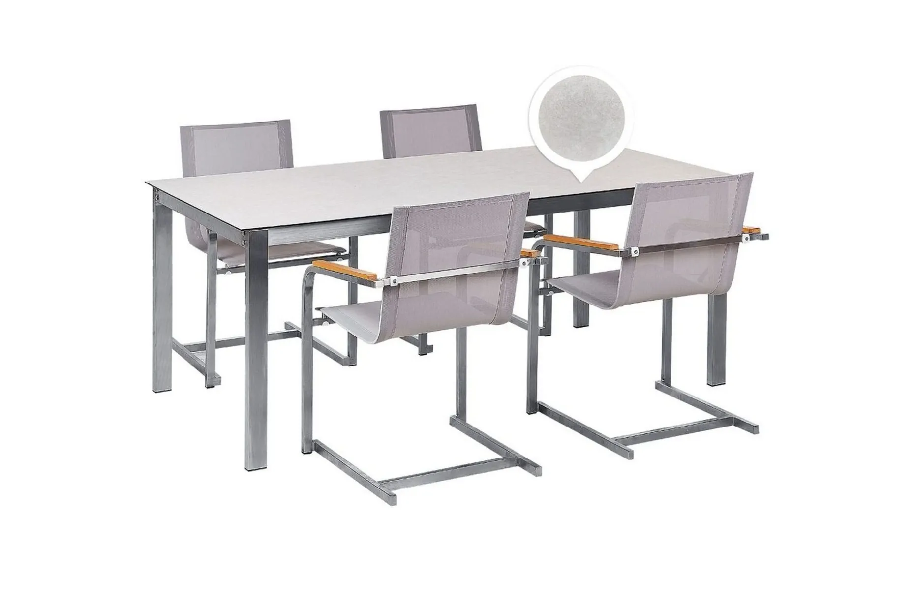 Matsalsset Cosoleto Vit/Beige/Silver, 4-Sits
