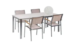 Matsalsset Cosoleto/Grosseto Vit/Beige/Silver, 4-Sits