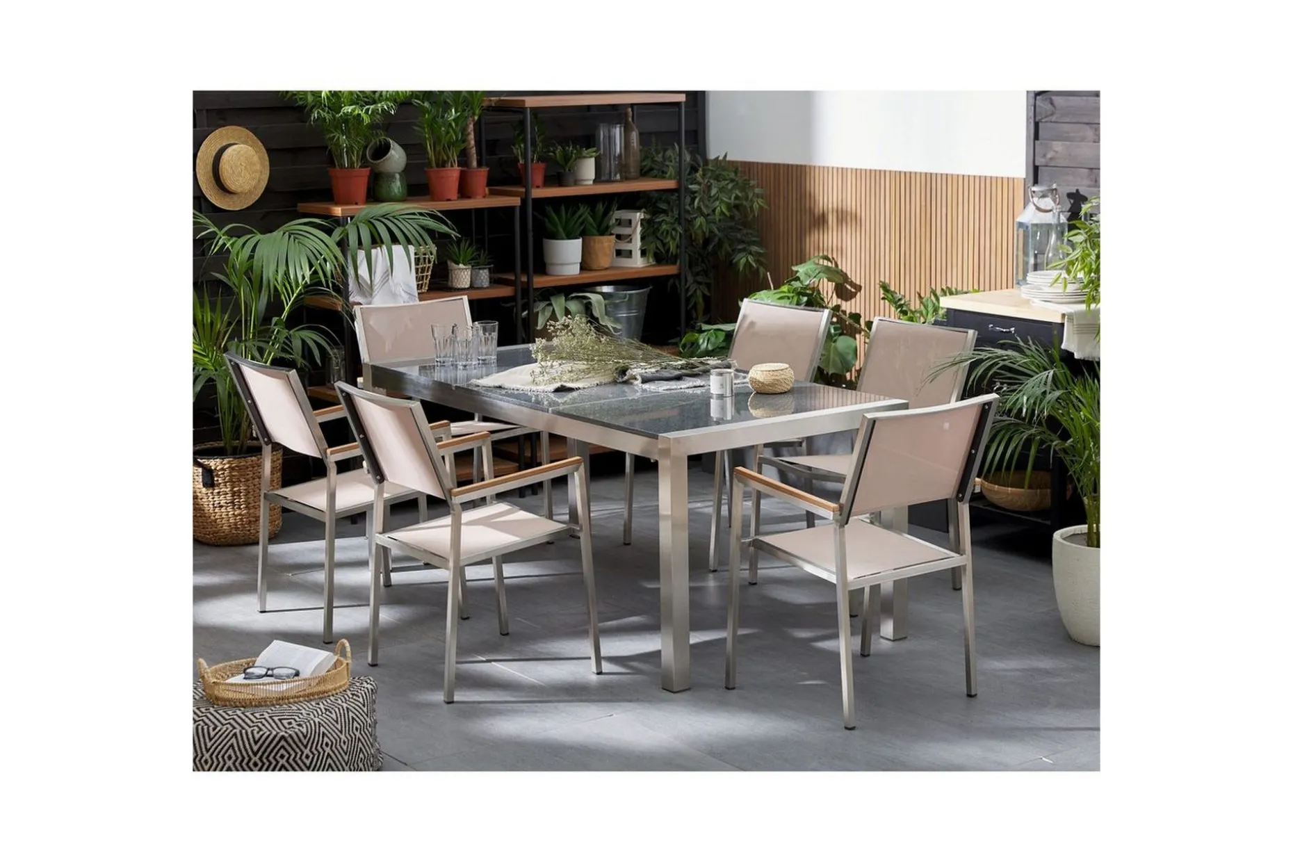 Matsalsset Grosseto Grå/Beige/Silver, 6-Sits