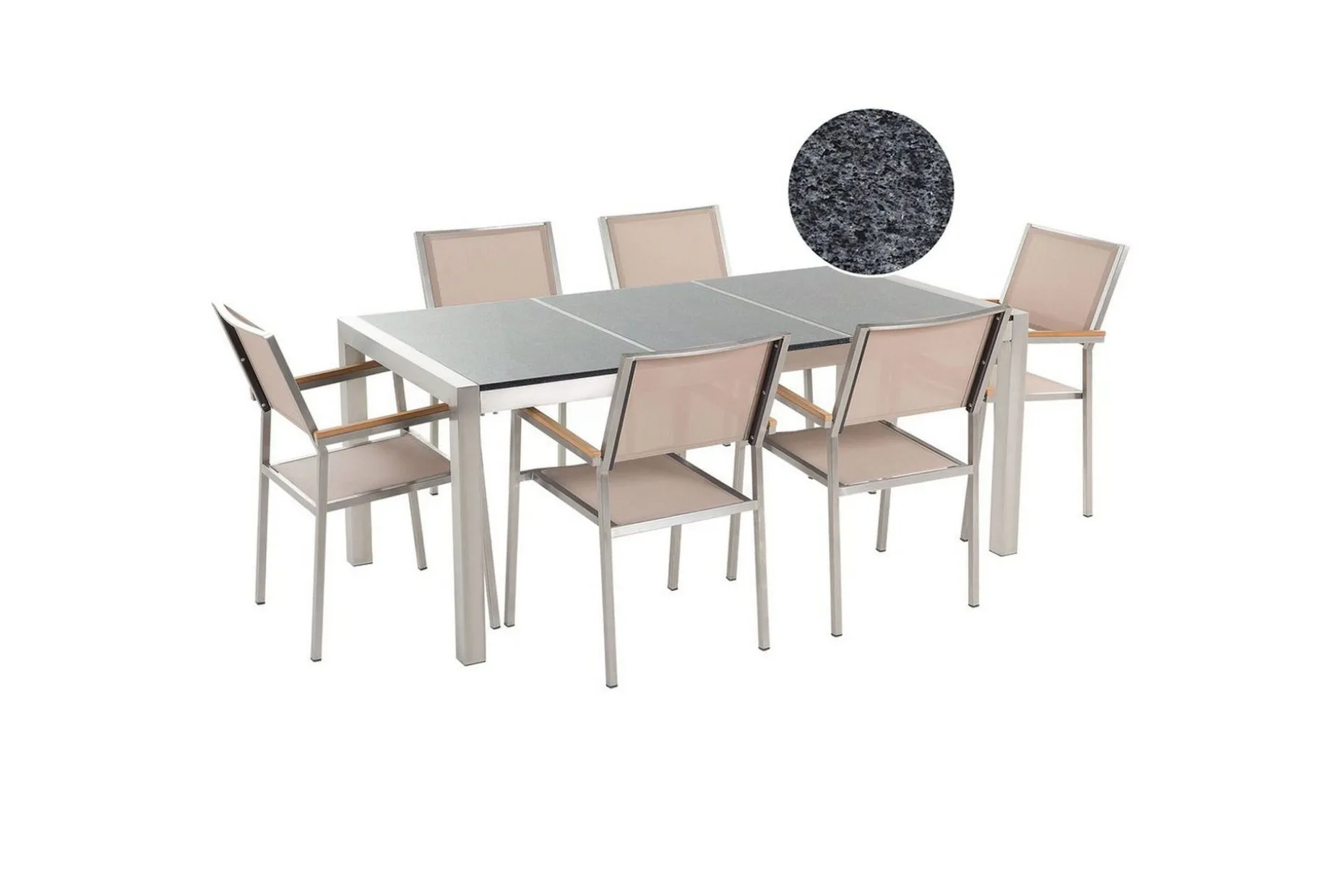 Matsalsset Grosseto Grå/Beige/Silver, 6-Sits