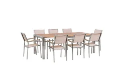 Matsalsset Grosseto Ljus trä/beige/silver, 8-Sits